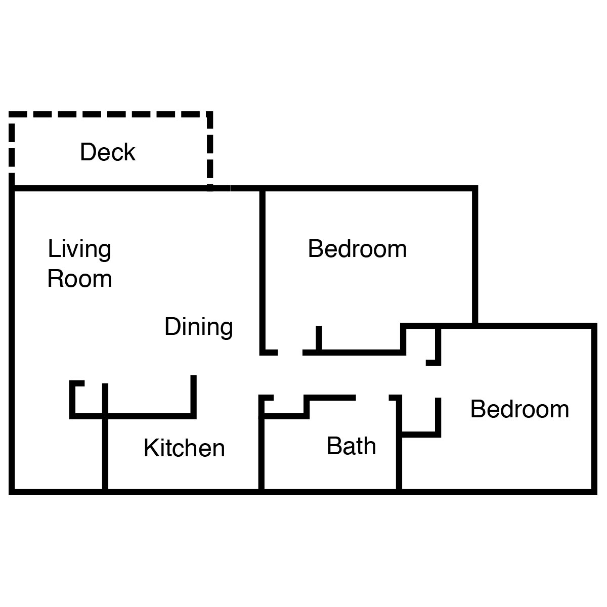 2 Bedroom, 1 Bath